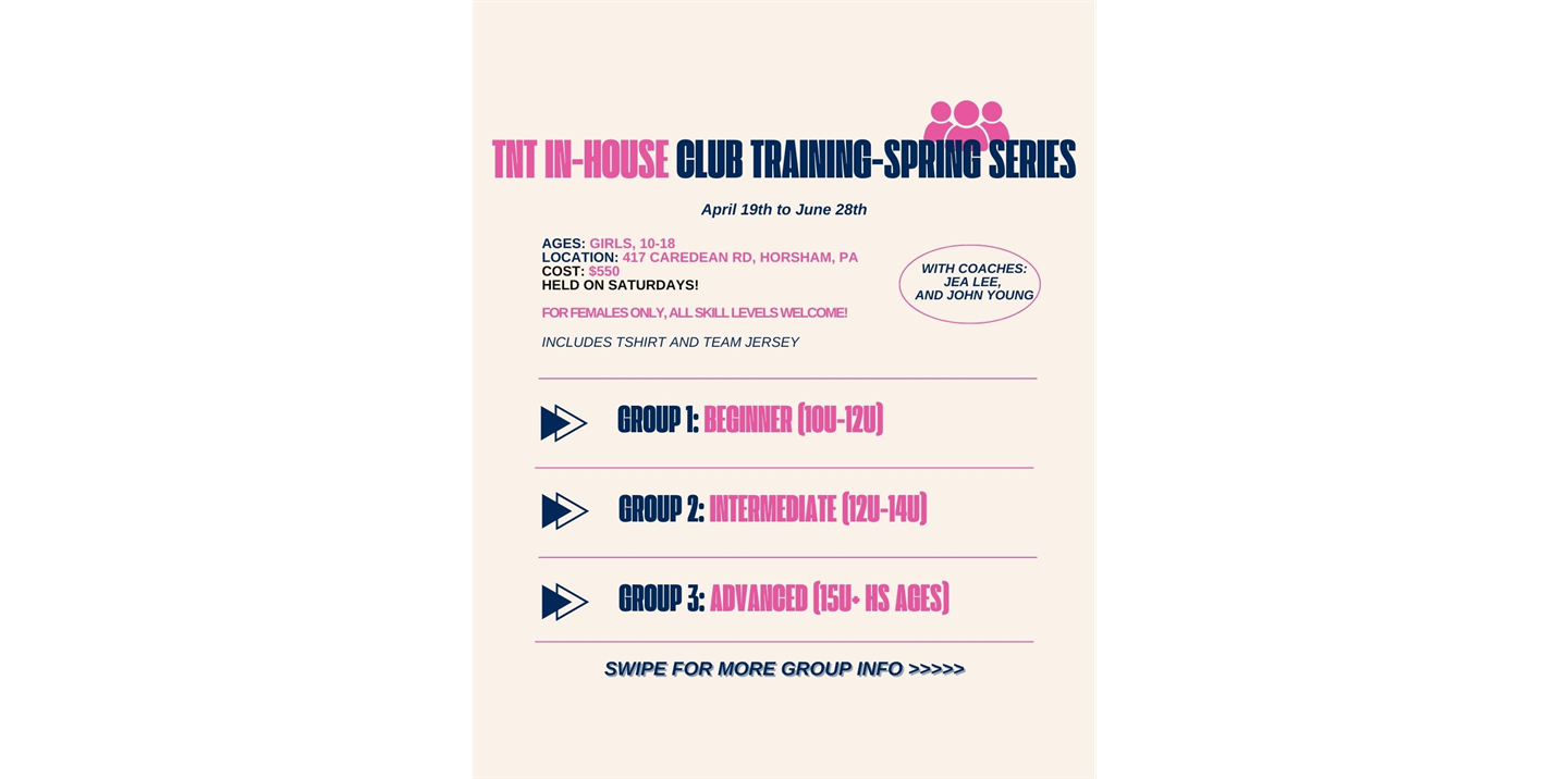 TNT In-House Training Series - Spring Session!